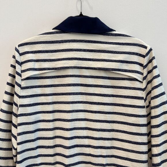 Luii Light Weight Blazer White Blue Striped One Button Size Large - Picture 5 of 9